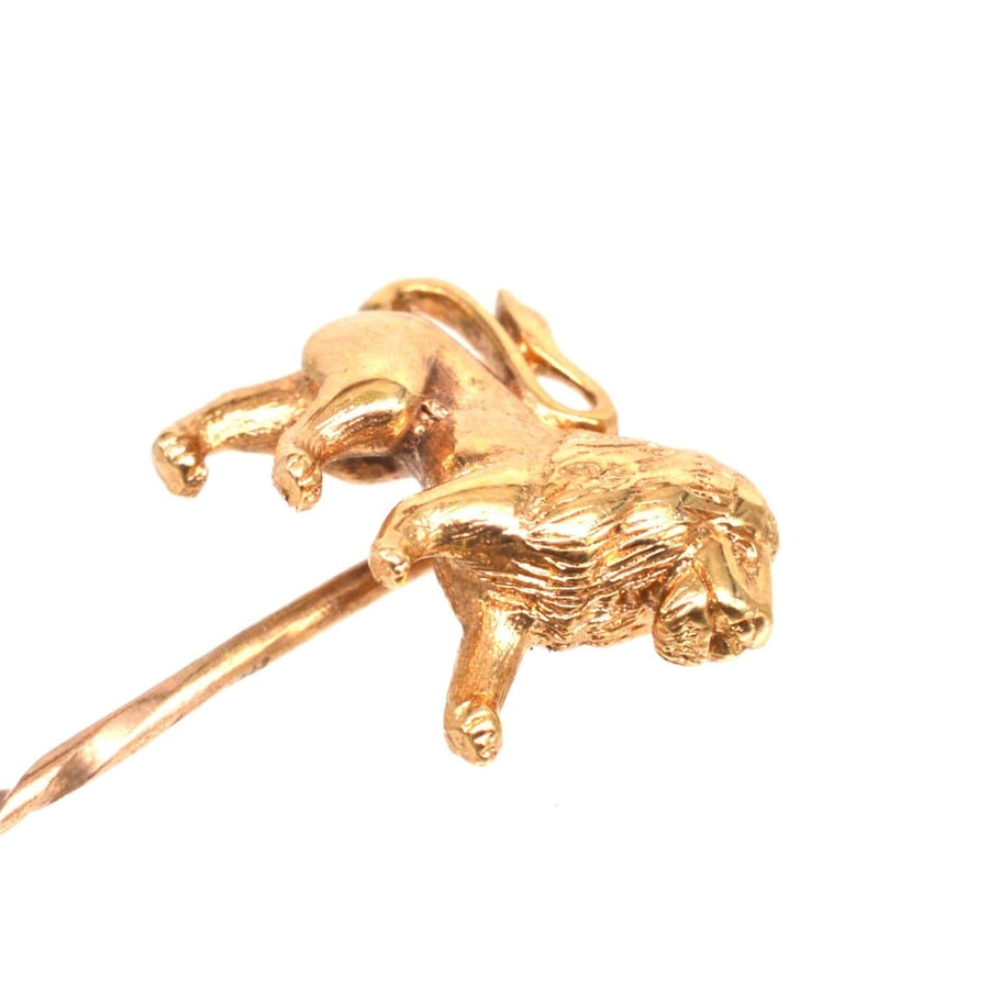 1950s vintage 9ct gold lion tie pin, beautifully crafted for stylish silk ties.