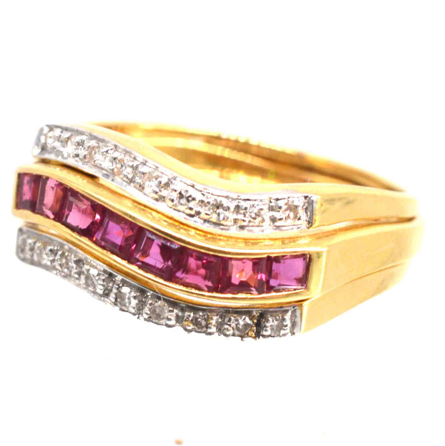 Retro 18ct Gold Tutti Frutti Interchangeable Diamond, Sapphire, Ruby & Emerald Ring