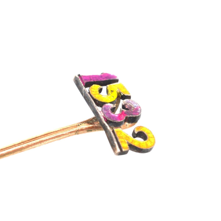 Edwardian silver and enamel tie pin featuring the number '1532', a tribute to Bristol Grammar School's founding.