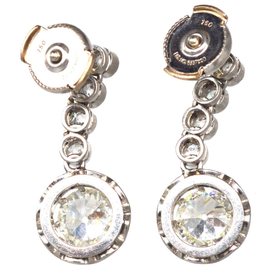 French Belle Epoque 18ct White Gold & Platinum 2.4 carats Diamond Dangling Earrings | Parkin and Gerrish | Antique & Vintage Jewellery