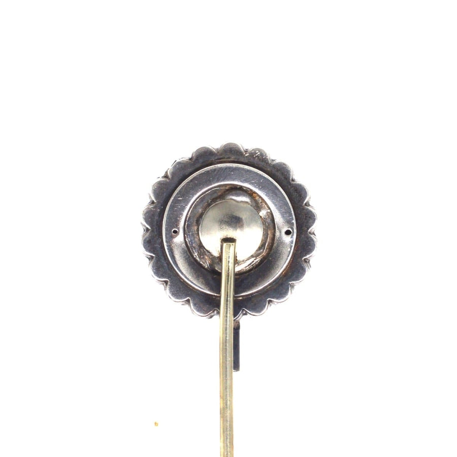 Late 19th century Aesthetic period bird fan tie pin, featuring intricate design and craftsmanship.