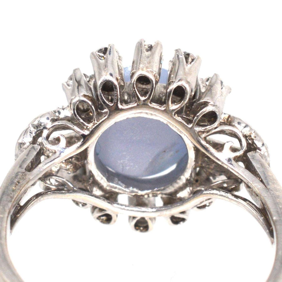 Mid Century 18ct White Gold Star Sapphire and Diamond Ring | Parkin and Gerrish | Antique & Vintage Jewelry