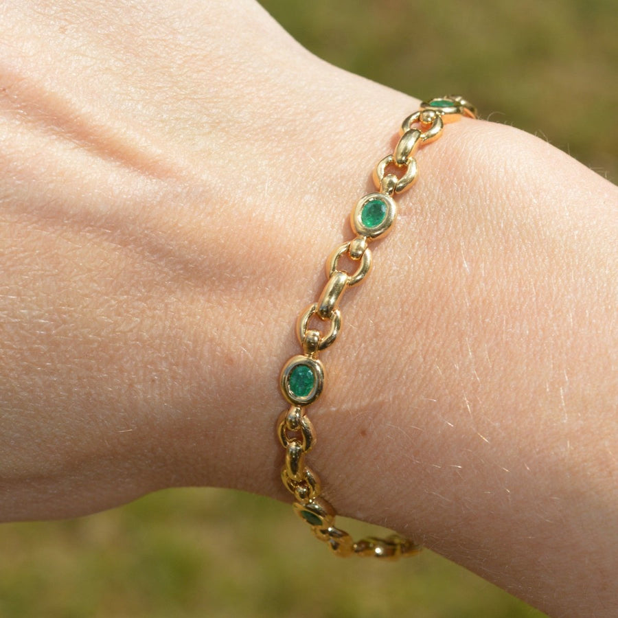 Vintage 18ct Gold and Emerald Bracelet | Parkin and Gerrish | Antique & Vintage Jewelry