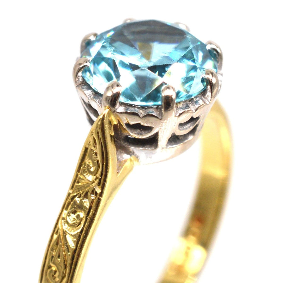 Vintage 18ct Gold and Platinum Zircon Solitaire Ring | Parkin and Gerrish | Antique & Vintage Jewellery