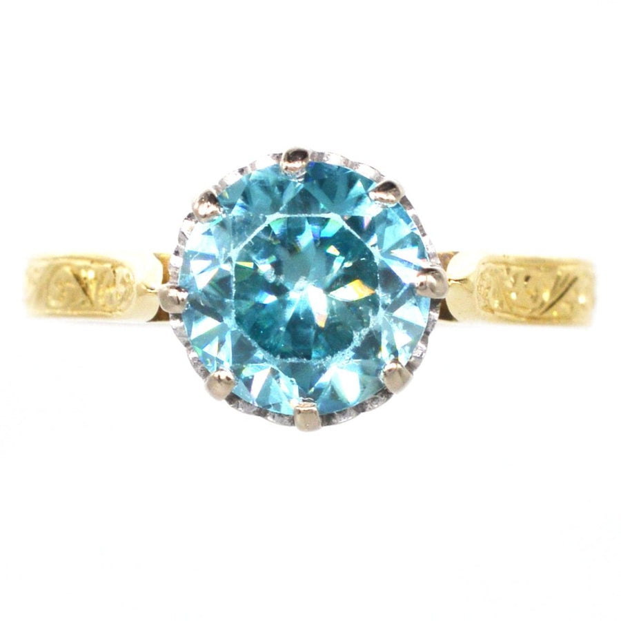 Vintage 18ct Gold and Platinum Zircon Solitaire Ring | Parkin and Gerrish | Antique & Vintage Jewellery