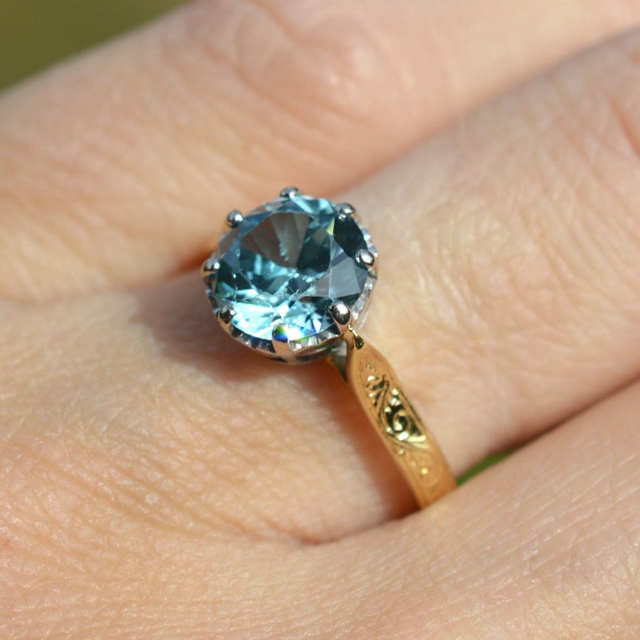 Vintage 18ct Gold and Platinum Zircon Solitaire Ring | Parkin and Gerrish | Antique & Vintage Jewellery