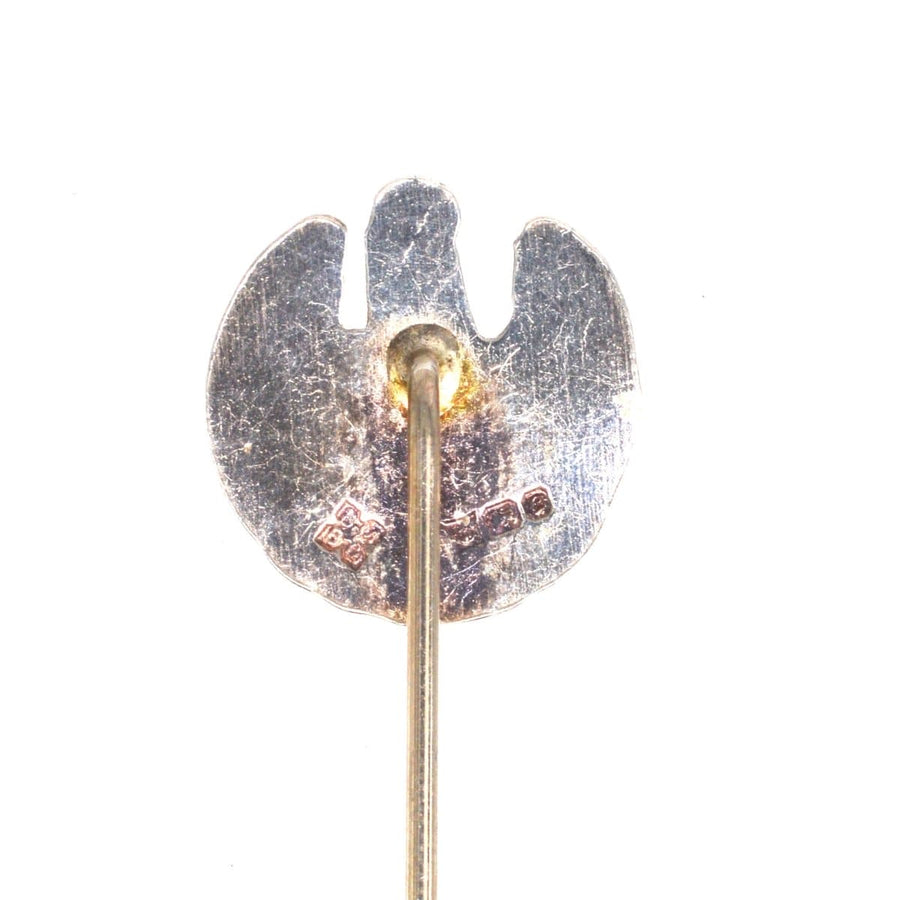 Vintage silver tie pin back featuring stamp from Medal & Badge Co., Birmingham, made in 1977.