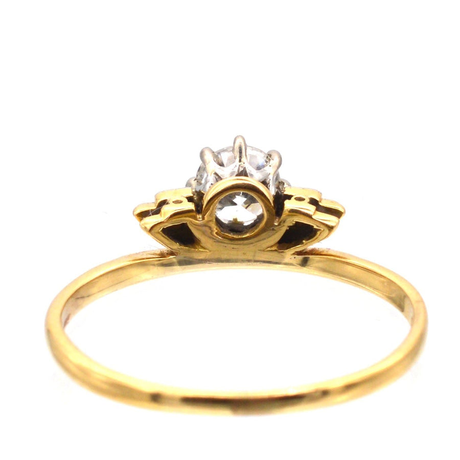 Art Deco 18ct gold and platinum tiara ring featuring a stunning white diamond centerpiece.