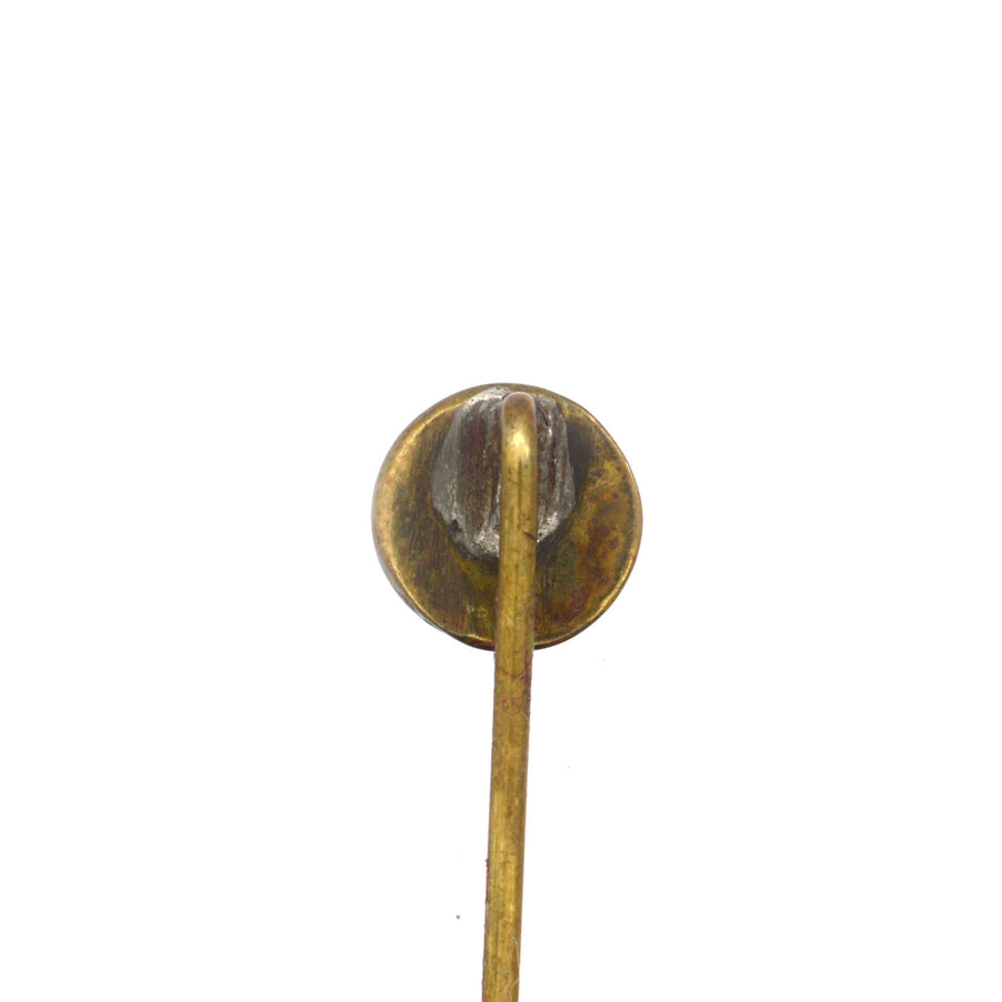 Art Deco tie pin with reverse intaglio British Flag design, a stylish vintage accessory for formal wear.