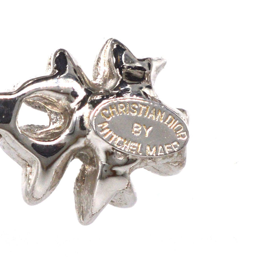 Close-up of Christian Dior by Mitchel Maer 1950s necklace detail with stamp, showcasing vintage elegance.