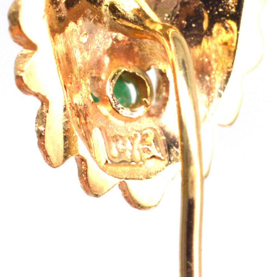 装饰艺术 14K 金绿人领带夹