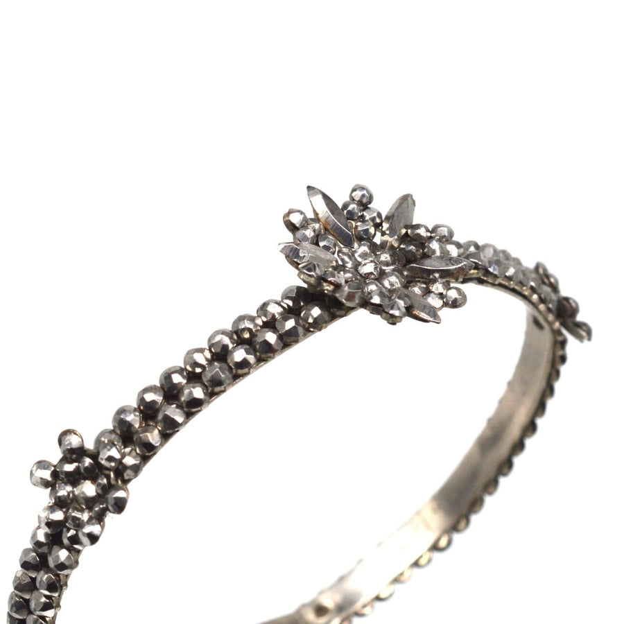 Regency Cut Steel Bangle with floral design, featuring cut steel replication of rose diamonds.