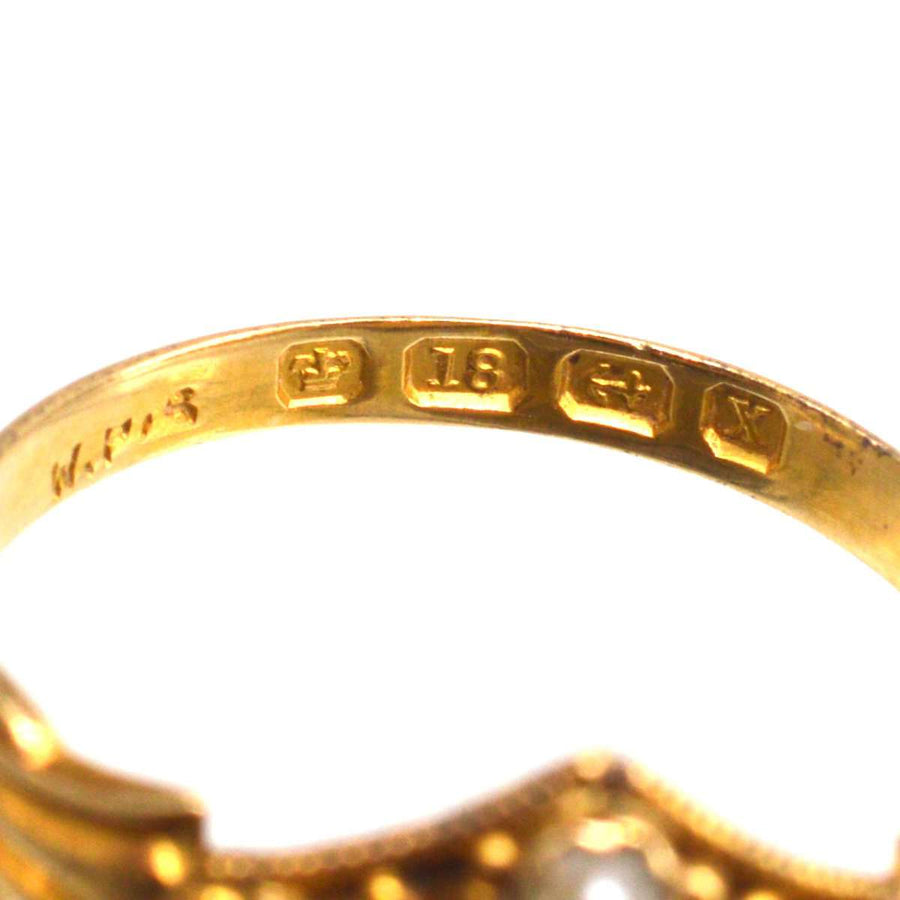 维多利亚 18K 金祖母绿、钻石和种子珍珠戒指 |Parkin andGerrish | 古董珠宝