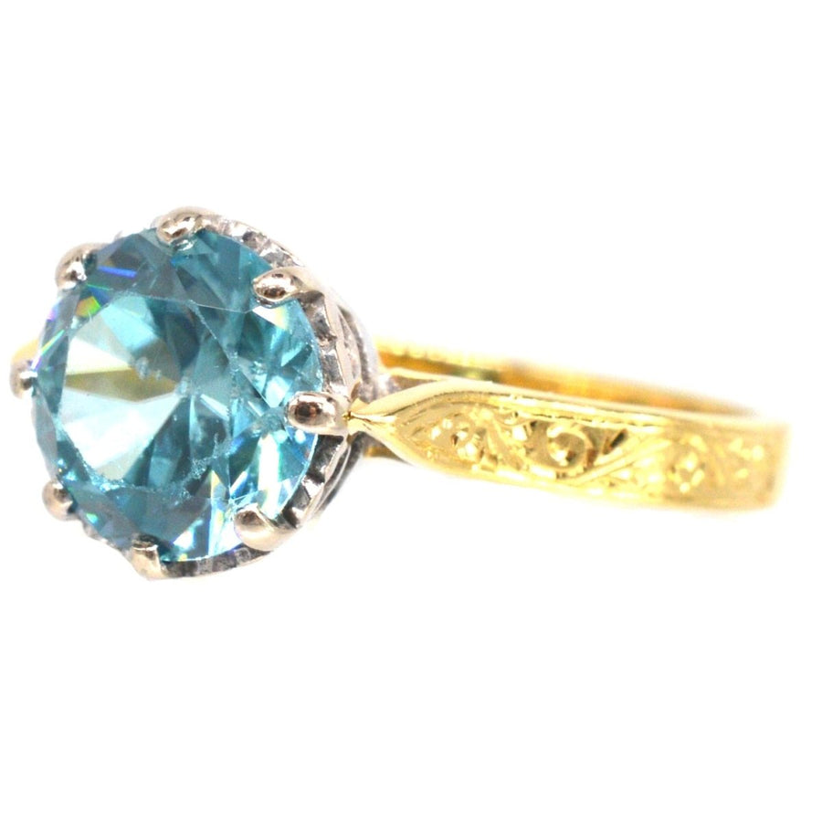 Vintage 18ct Gold and Platinum Zircon Solitaire Ring | Parkin and Gerrish | Antique & Vintage Jewellery
