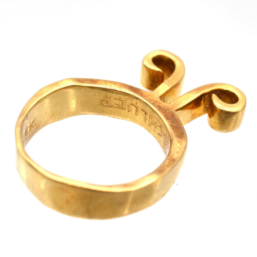 20 世纪 60 年代 Walter Schluep 设计的 18K 金白羊座戒指，设计独特，配有原装盒子。
