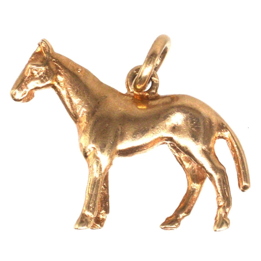 Vintage 9ct gold horse charm pendant, beautifully modeled for charm bracelets or necklaces.